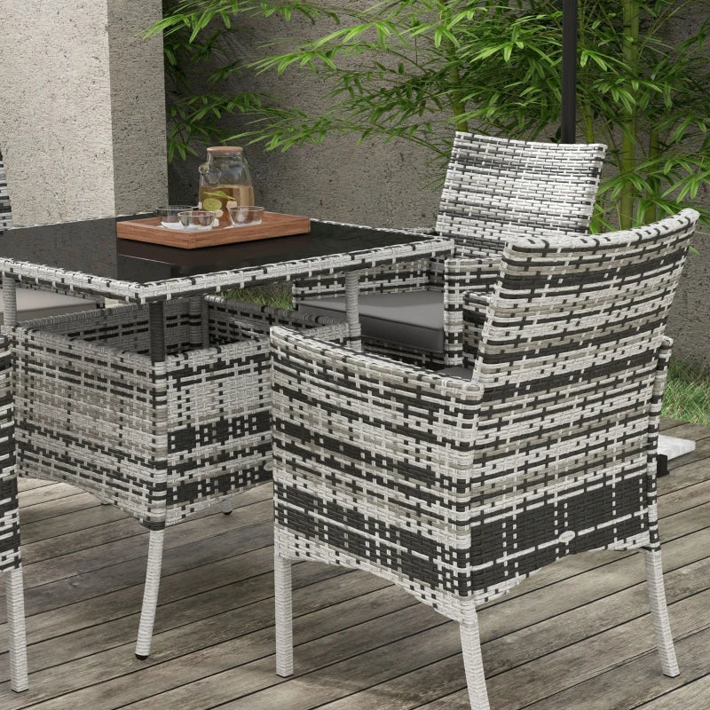 5-Piece Rattan Dining Set in Brown