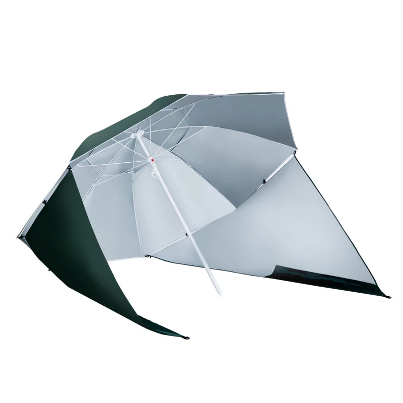 Green 2m UV Protection Beach Umbrella with Side Panel