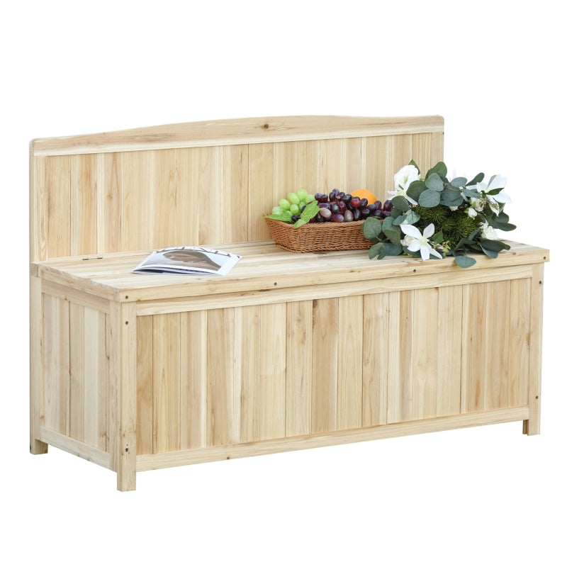 Outdoor Wood Storage Bench - Natural Finish