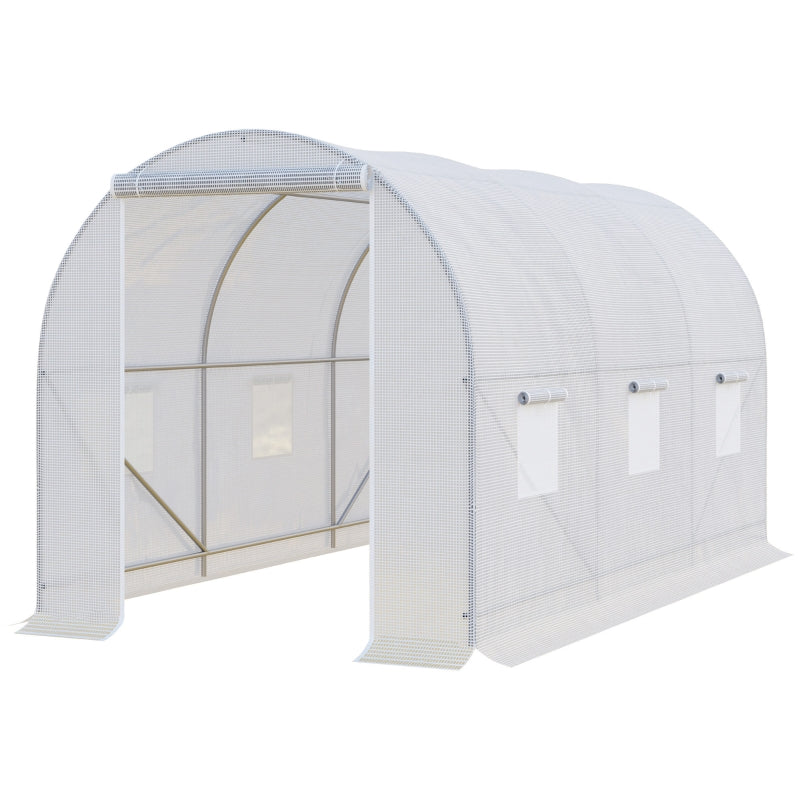 Green Walk-in Garden Greenhouse with Mesh Windows, 3.5 x 2 x 2 m