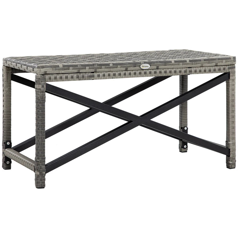 Grey Rattan Outdoor Side Table with X-Frame for Patio