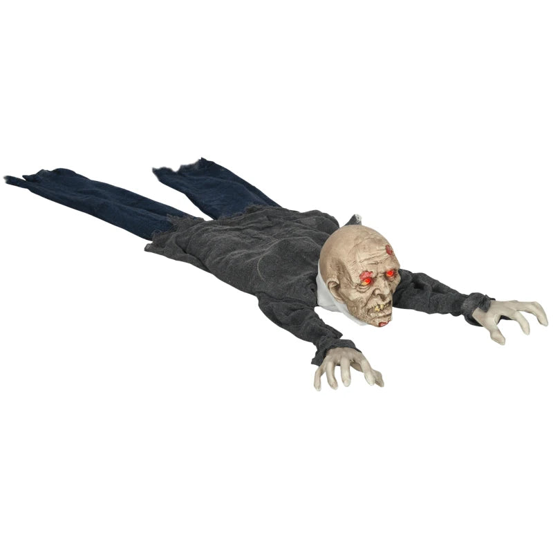 5.2ft Life Size Animated Crawling Zombie Halloween Decoration - Motion Activated, Light Up Eyes, Howling Sound, Posable Arms