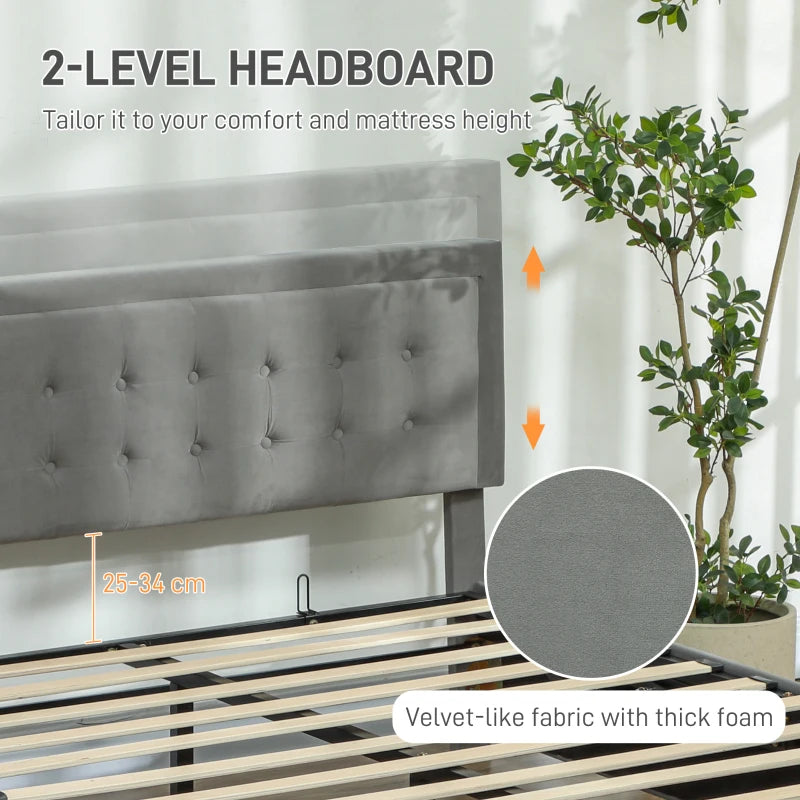 King Size Grey Ottoman Bed Frame with Front Drawer - Stylish Storage Solution for Modern Bedrooms