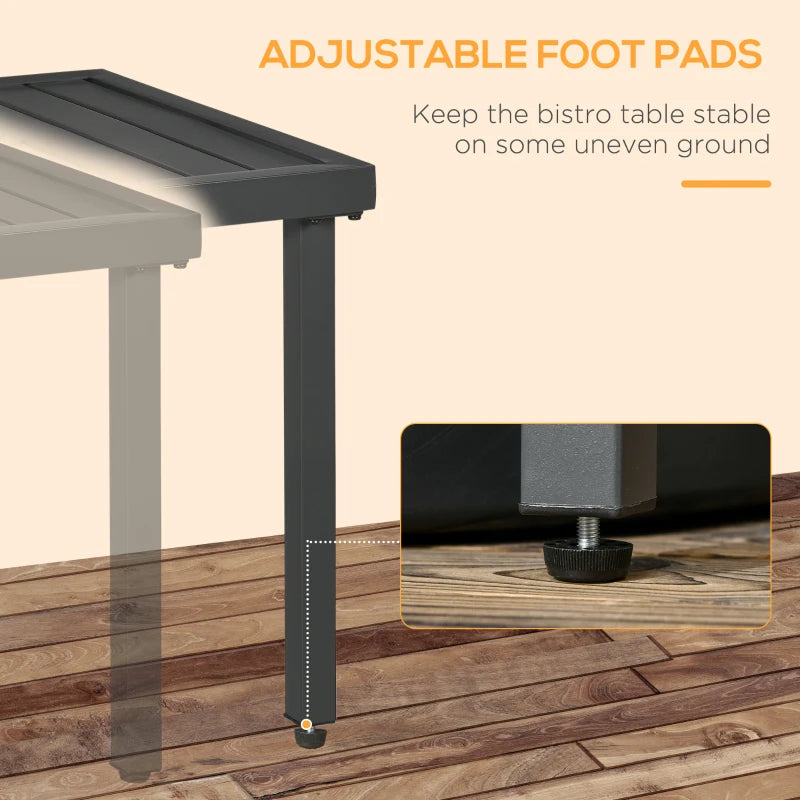 Grey Square Patio Side Table with Umbrella Hole, Steel Frame