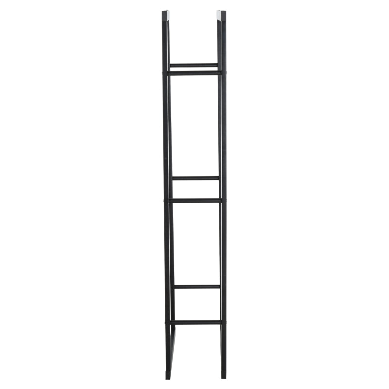 Tall Metal Firewood Log Holder Rack - Indoor Outdoor Fireplace Wood Storage Shelf, Rust-Resistant, Black, 40W x 25D x 150H cm