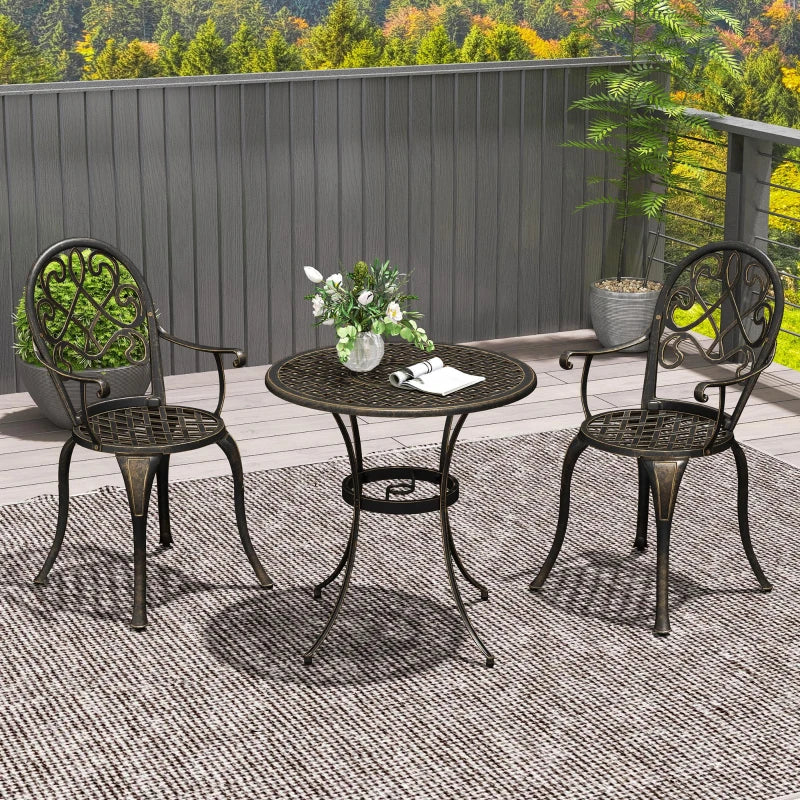 Elegant Bronze Aluminium Garden Set - 3-Piece Outdoor Furniture Set