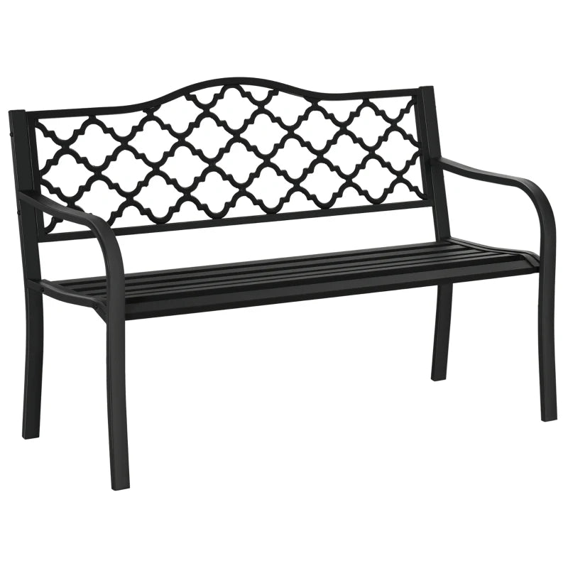 Antique Black 2-Seater Steel Garden Loveseat