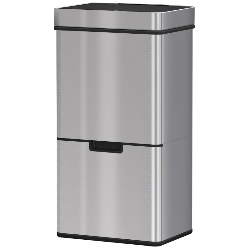72L Stainless Steel Recycling Sensor Bin - 3 Compartments for Wet/Dry Waste, Removable Lid - Ideal Kitchen Home Solution