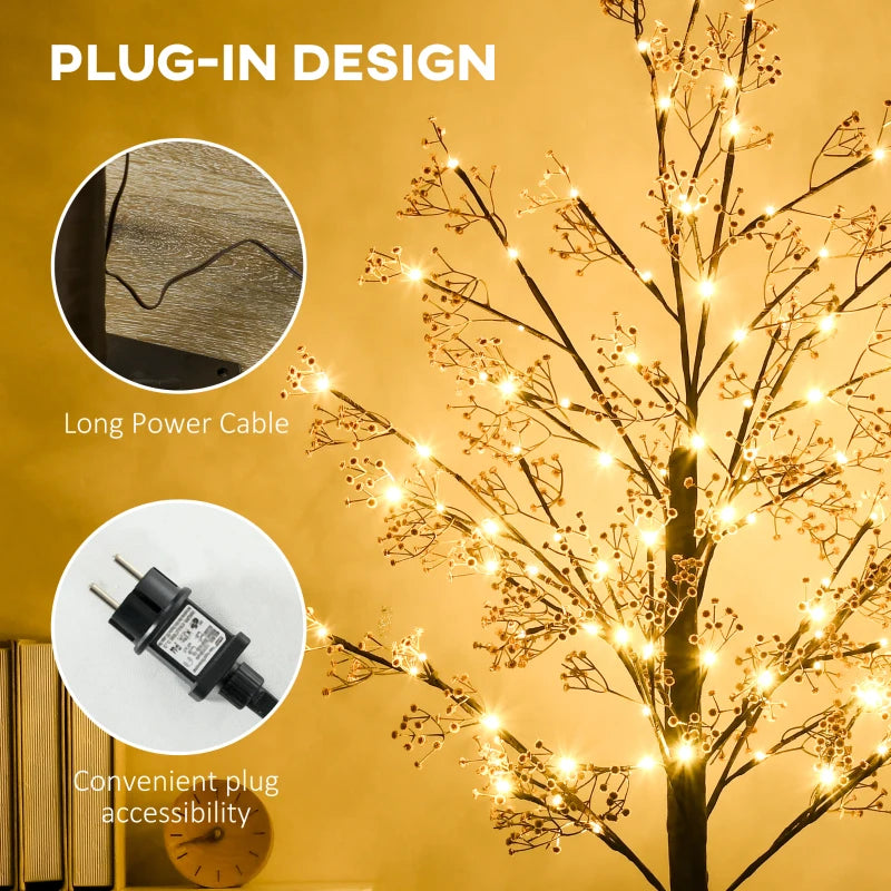 6ft Artificial Gypsophila Blossom Tree with 96 Warm White LED Lights - Perfect for Weddings, Parties, Indoor & Outdoor Decor