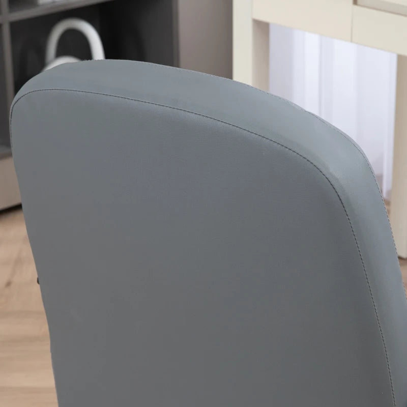 Ergonomic Grey PU Leather Office Chair - Adjustable Height, Swivel Wheels for Home Office & Study Comfort