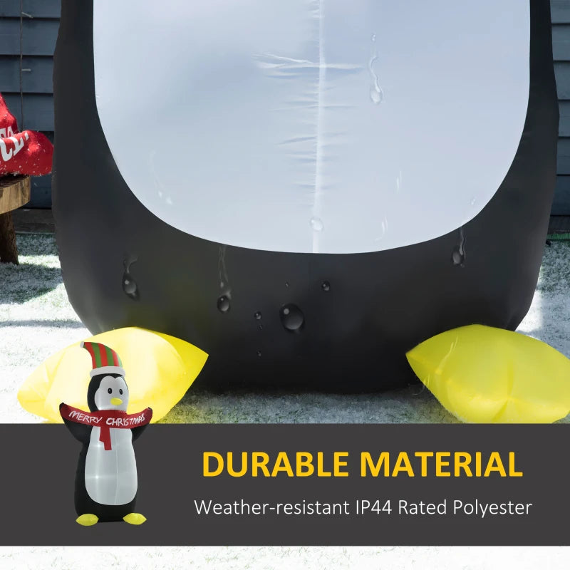 8ft Inflatable Penguin with LED Lights & Christmas Banner - Weather-Resistant Indoor Outdoor Holiday Decoration, Cute & Fun