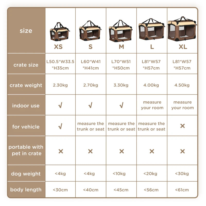 60cm Foldable Pet Carrier with Cushion for Mini Dogs & Cats - Stylish Brown Travel Bag