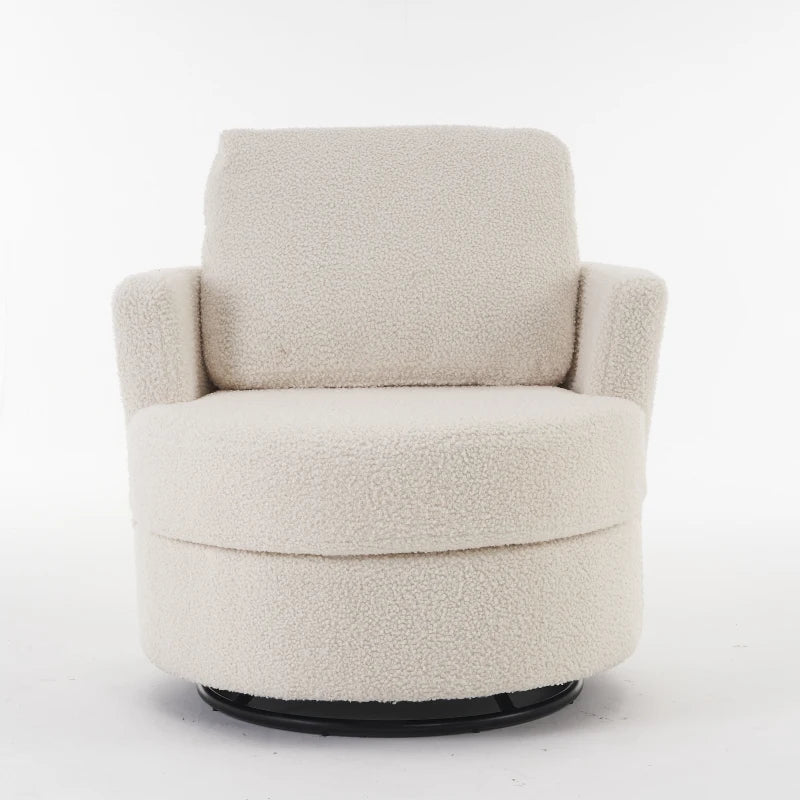 Comfortable Swivel Recliner with Back Cushion and Thick Foam Pad, 360° Rotation, 78.5x83x86 cm, White