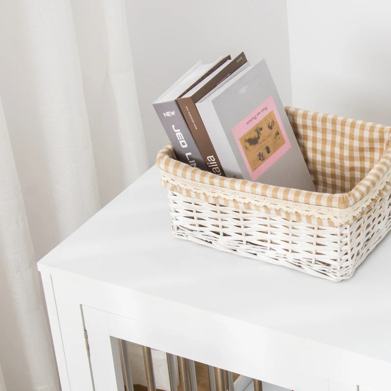 2-in-1 Dog Cage & Side Table for Medium Dogs - White, Lockable Doors, Stylish Pet Furniture, Space-Saving Design