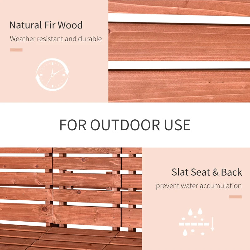 Convertible 2-3 Seater Fir Wood Outdoor Bench - Natural Wood Tone