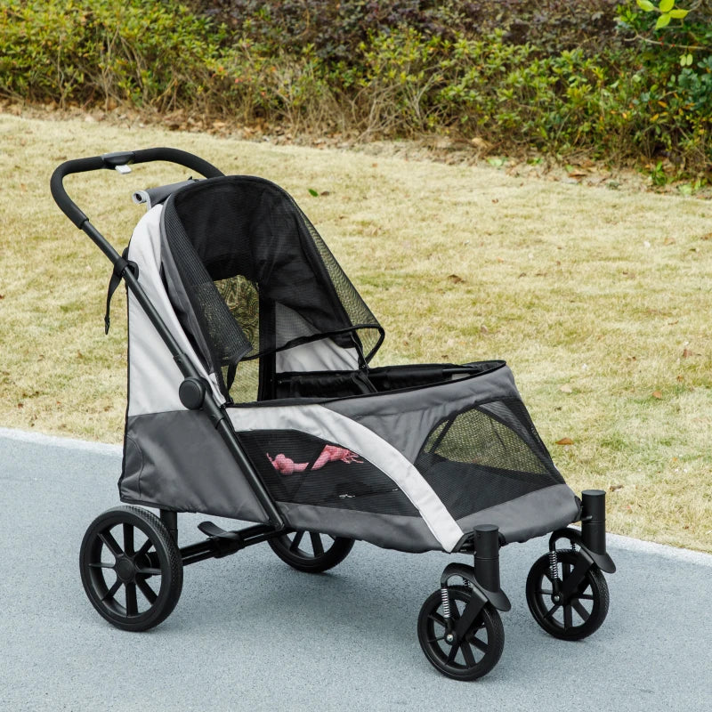expedition dog stroller Foldable Large Dog Pet Stroller with 4 Big Wheels Shock-Absorbing Fram