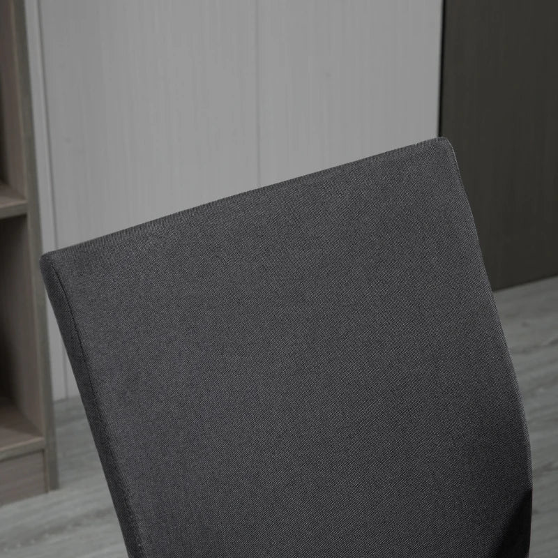 Vinsetto Dark Grey Linen Office Chair - Swivel Computer Desk Chair with Wheels, Adjustable Height & Armrests for Home Study