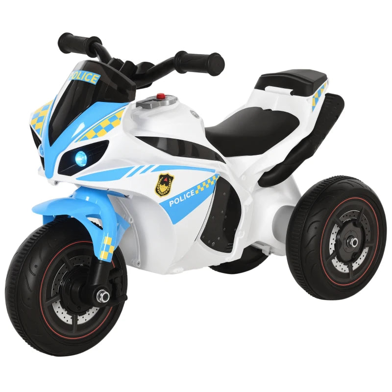 Kids Ride-On Police Bike - 3-Wheel Toddler Vehicle with Music & Lights, Safe Seat & Handlebars, Fun Learning for Ages 18-36 Months - Blue