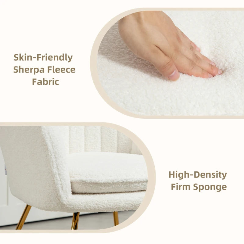 Set of Two Cream Sherpa Fleece Dining Chairs for Stylish Home Decor