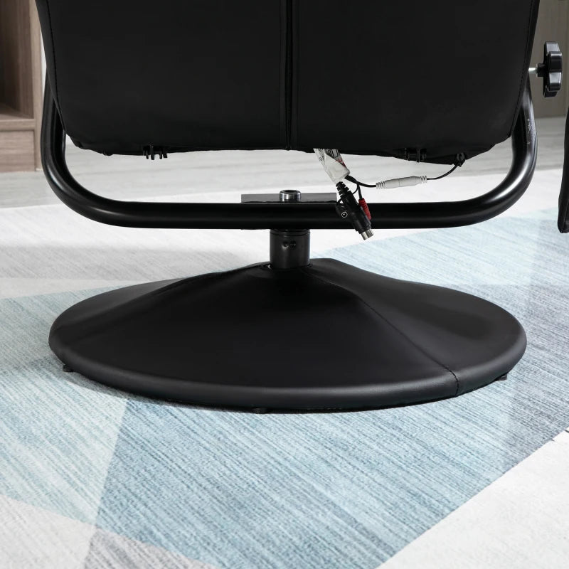 Faux Leather Swivel Recliner Chair with Footstool, Remote Control Massage Armchair, Stylish Black Design