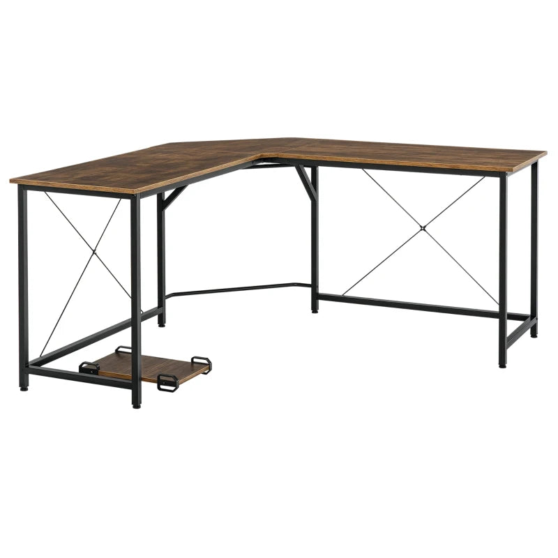 Rustic Brown L-Shaped Gaming Desk - 150x150 cm Corner Computer Desk for Home Office & Study