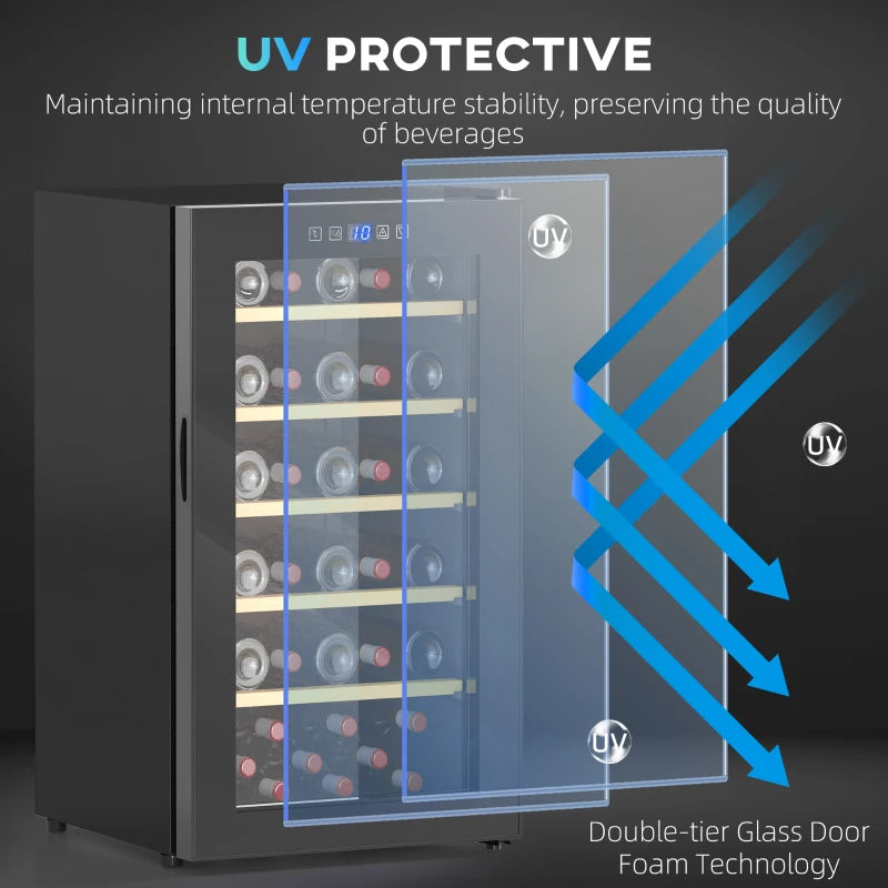 41 Bottle Wine Fridge - 91L Freestanding Cooler with Glass Door, LED Light, Digital Touch Control, Black