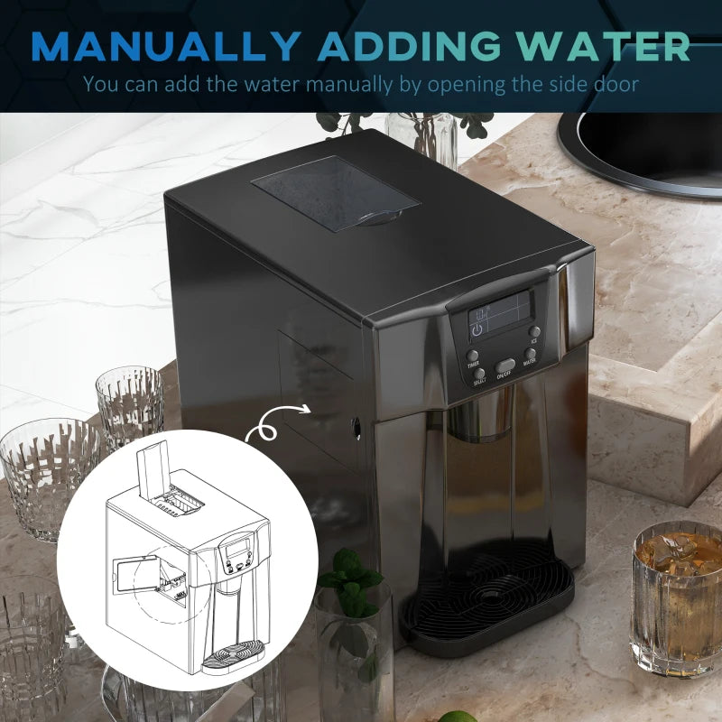 3L Ice Maker & Water Dispenser - 12kg Daily, 9 Ice Cubes in 6-10 Mins, Compact Black Ice Machine