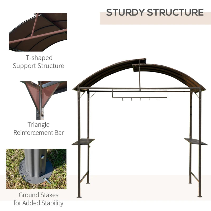 Metal BBQ Gazebo Canopy - Coffee