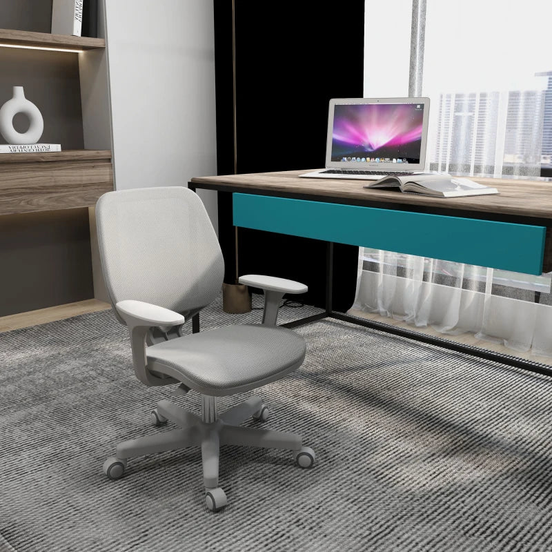 Vinsetto Ergonomic Mesh Back Office Chair - Adjustable Height, Grey, 44-56cm, Comfortable Desk Chair for Home & Office