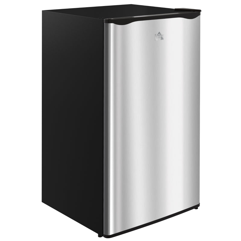 91L Freestanding Under Counter Fridge Freezer - Compact Silver Chiller Box, Adjustable Thermostat, 47.5cm Wide, Ideal for Small Spaces