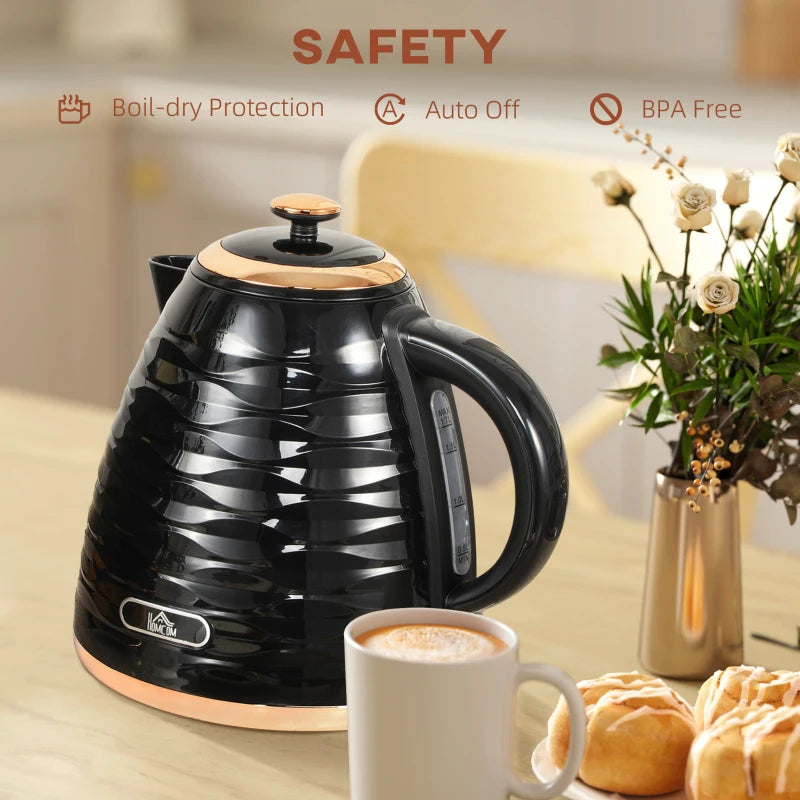 3kW Rapid Boil Black Honeycomb Kettle - Stylish Electric Tea Maker for Fast Boiling Water