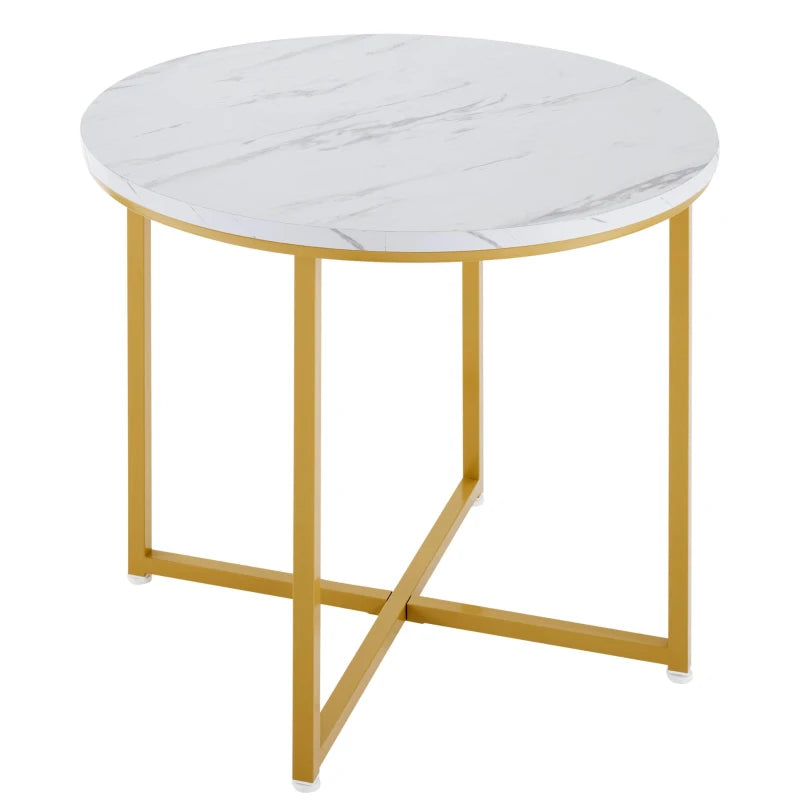 5-Piece Modern Marble Dining Table & Chair Set with Gold & White Semi-Circular Stools - Space-Saving for Apartments & Restaurants