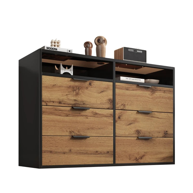 Anti-Tip Oak Sideboard Cabinet with Storage Drawers & Shelves - 120x40x80 cm Wooden Drawer Chest for Living Room