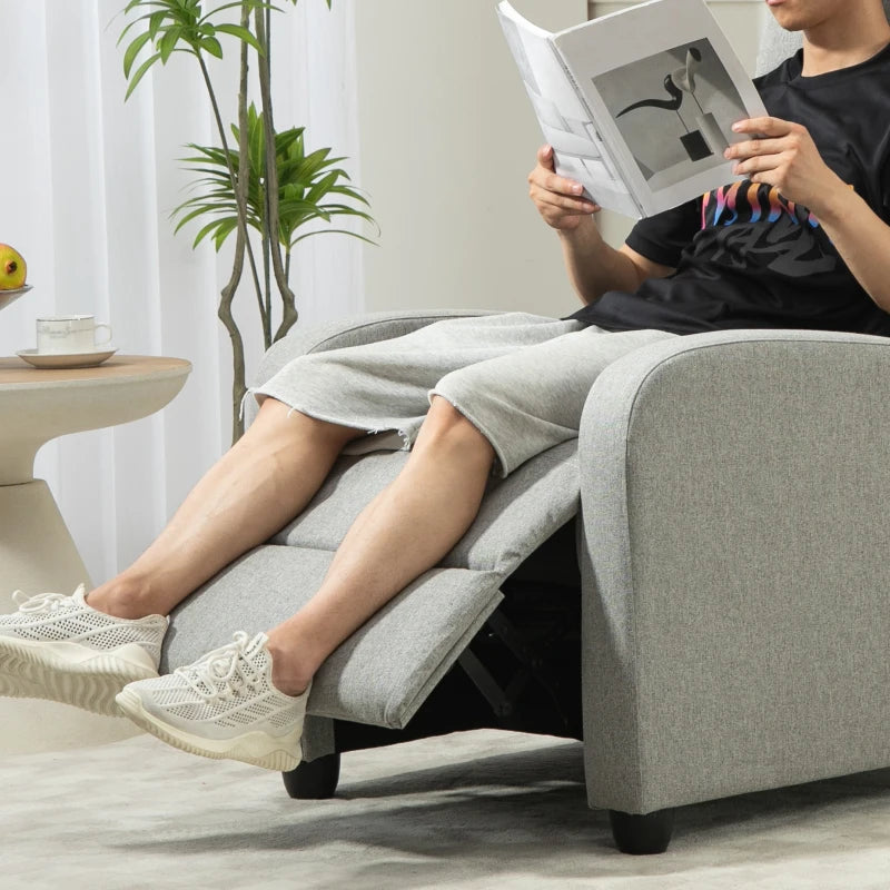 Grey 135° Push Back Recliner Armchair with Footrest for Ultimate Comfort and Relaxation