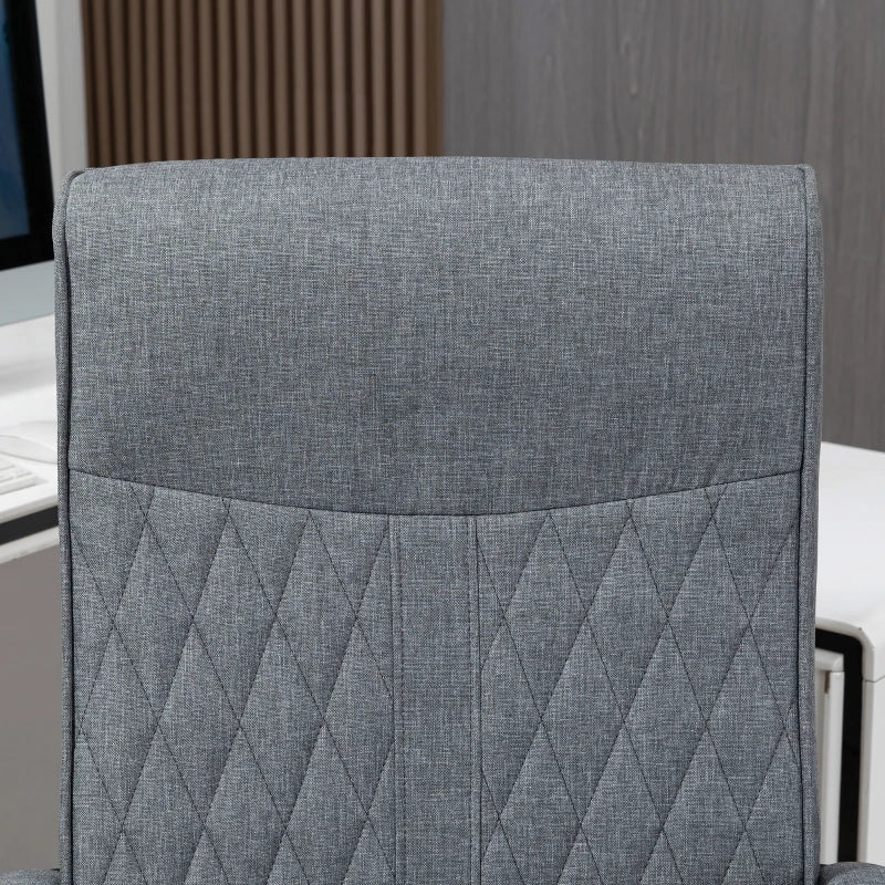 Vinsetto High Back Dark Grey Office Chair - Linen Fabric Swivel Desk Chair with Adjustable Height for Home & Study