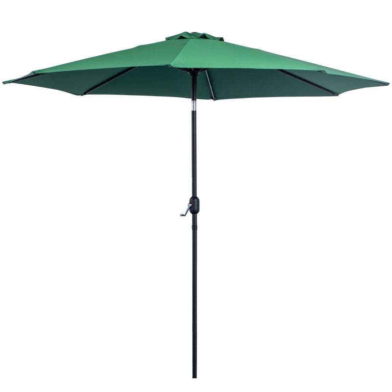 Green Tilted Garden Umbrella with Crank Handle - Outdoor Sun Shade