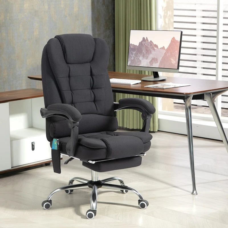 Vinsetto Black Six-Point Massage Office Chair with Heat - Ergonomic Comfort for Home & Work
