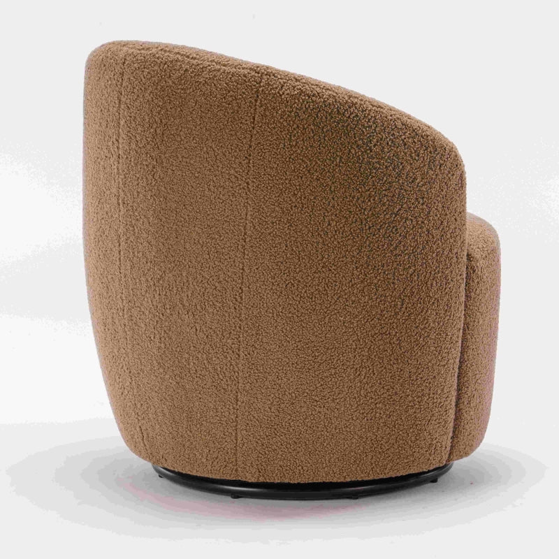 Ergonomic 360° Swivel Armchair in Teddy Fabric with Metal Base for Living Room or Bedroom, 64x64x71 cm