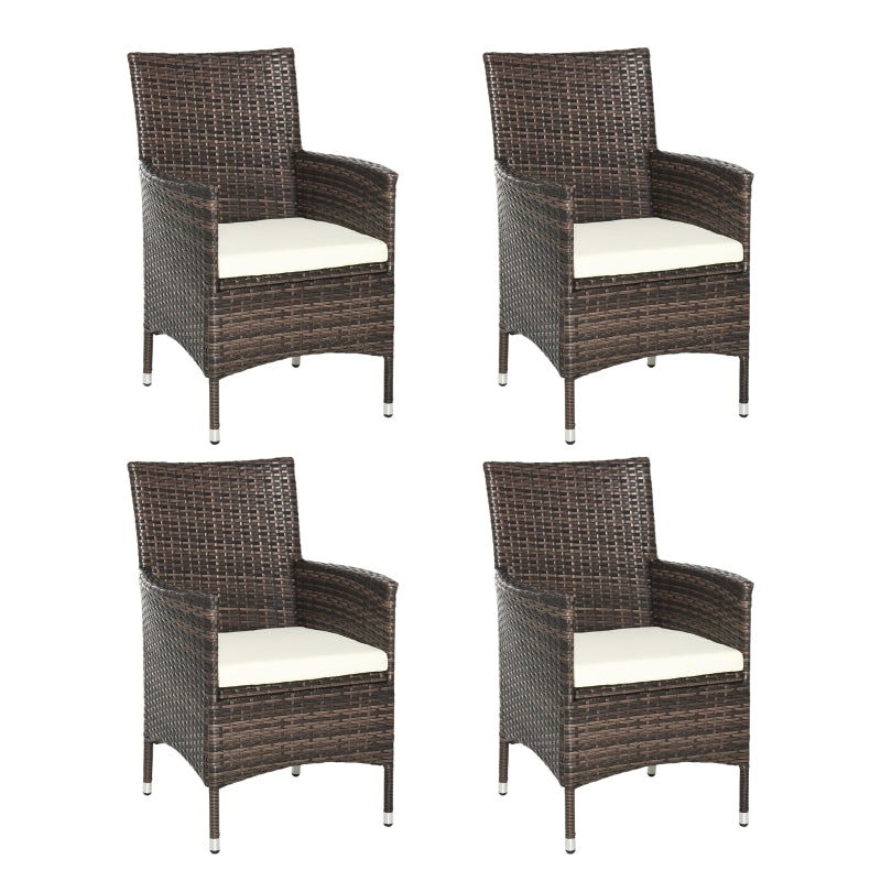 4-Piece Grey Rattan Patio Chair Set with Cushions