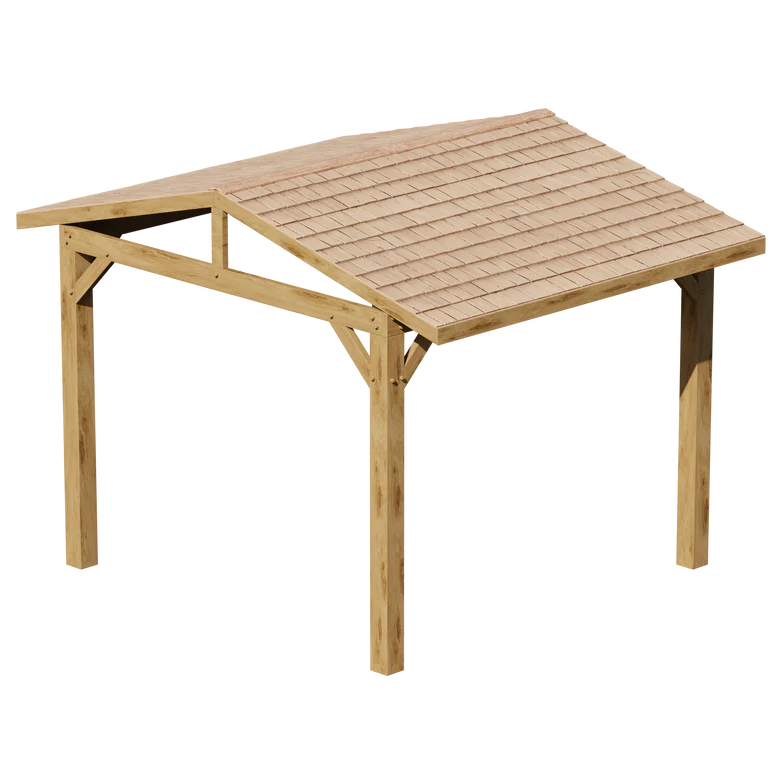 Ruby Oak Wooden Gazebo - Cedar Shingles Roof - Apex Design - No Overhang