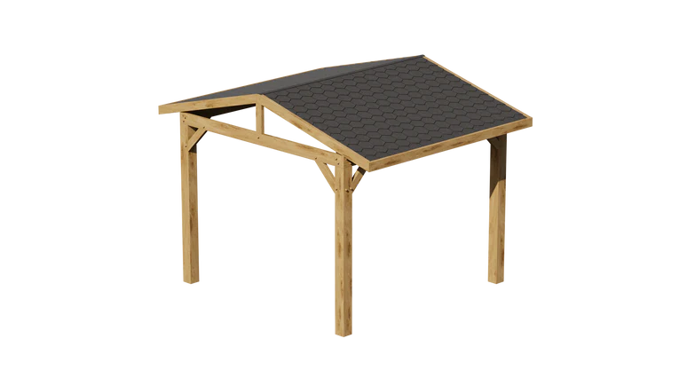 Ruby Oak Wooden Gazebo - Katepal Black Shingle Roof - Apex Design - No Overhang
