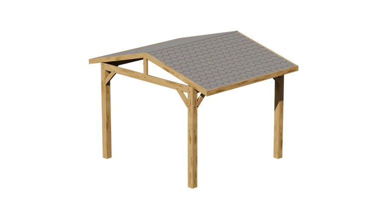 Ruby Oak Wooden Gazebo - Katepal Grey Shingle Roof - Apex Design - No Overhang
