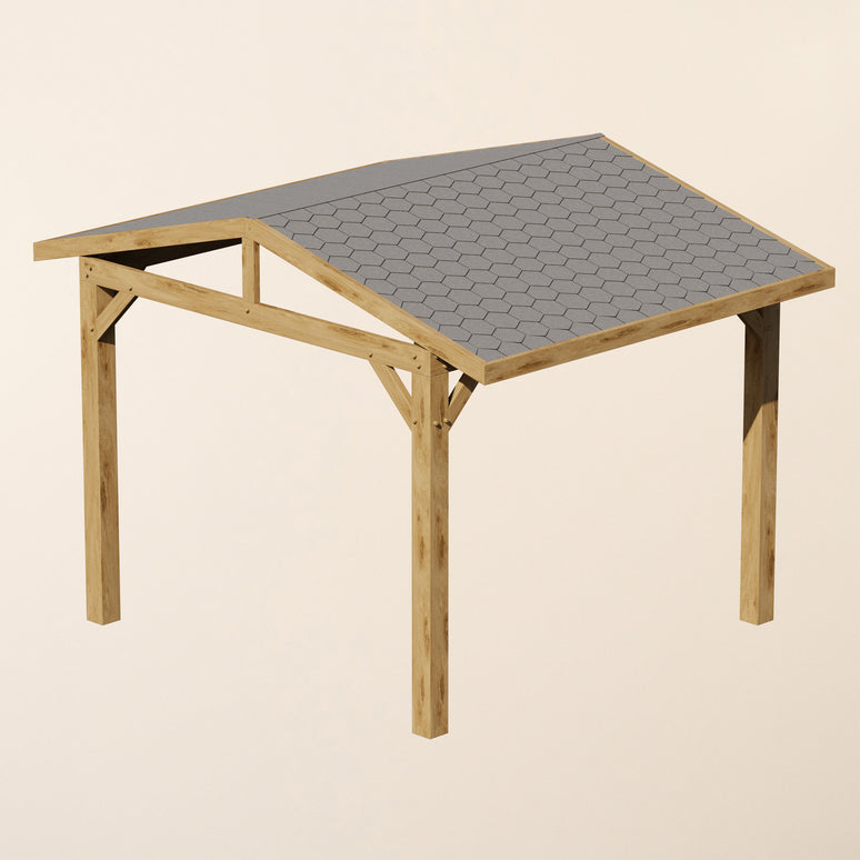 Ruby Oak Wooden Gazebo - Katepal Grey Shingle Roof - Apex Design - With Overhang