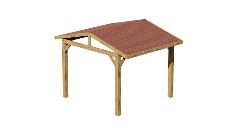 Ruby Oak Apex Gazebo with Katepal Red Shingle Roof – No Overhang Design