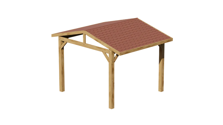 Ruby Oak Apex Gazebo with Katepal Red Shingle Roof and Overhang