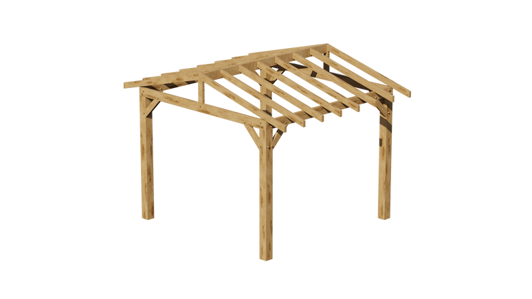 Ruby Oak Apex Pergola with Open Roof – No Overhang Design