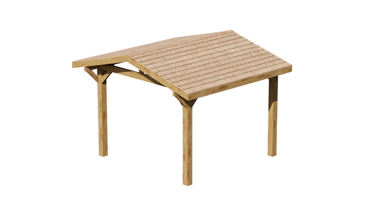 Ruby Oak Wooden Gazebo - Cedar Shingle Roof - Apex Design - With Overhang