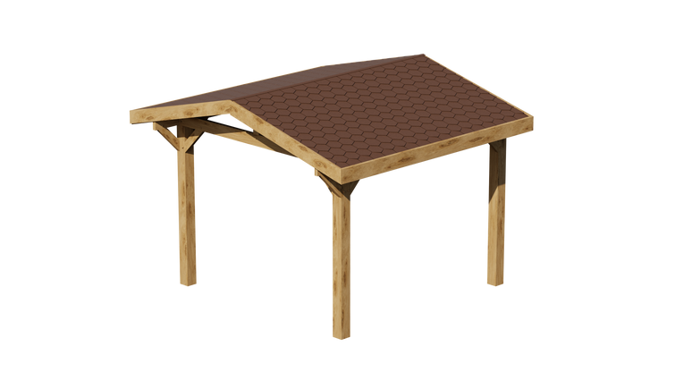 Ruby Oak Apex Gazebo with Katepal Brown Shingle Roof and Overhang