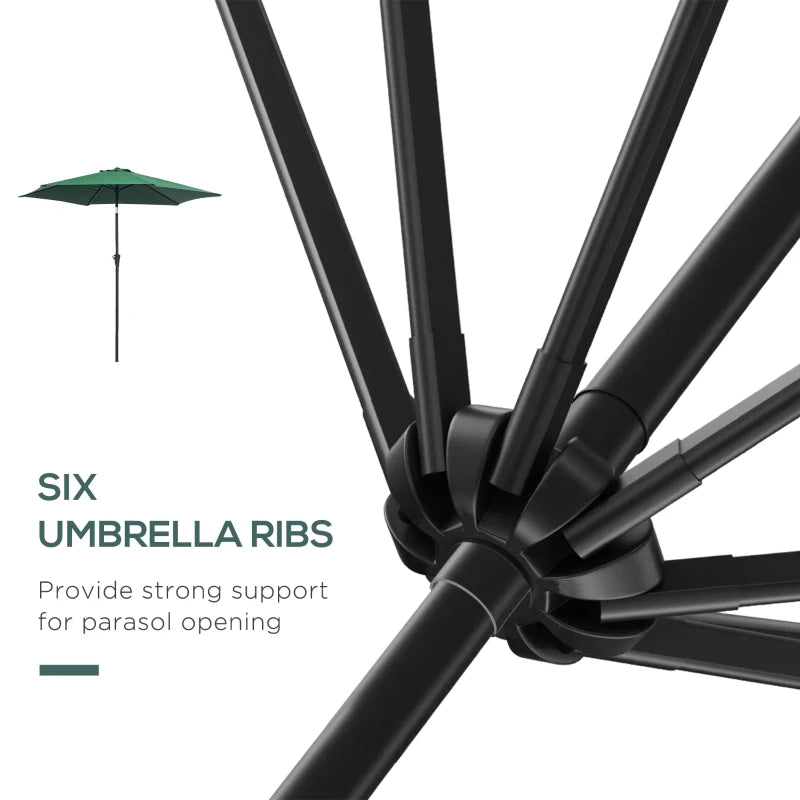 Green 2.6M Tilt Crank Garden Parasol Umbrella