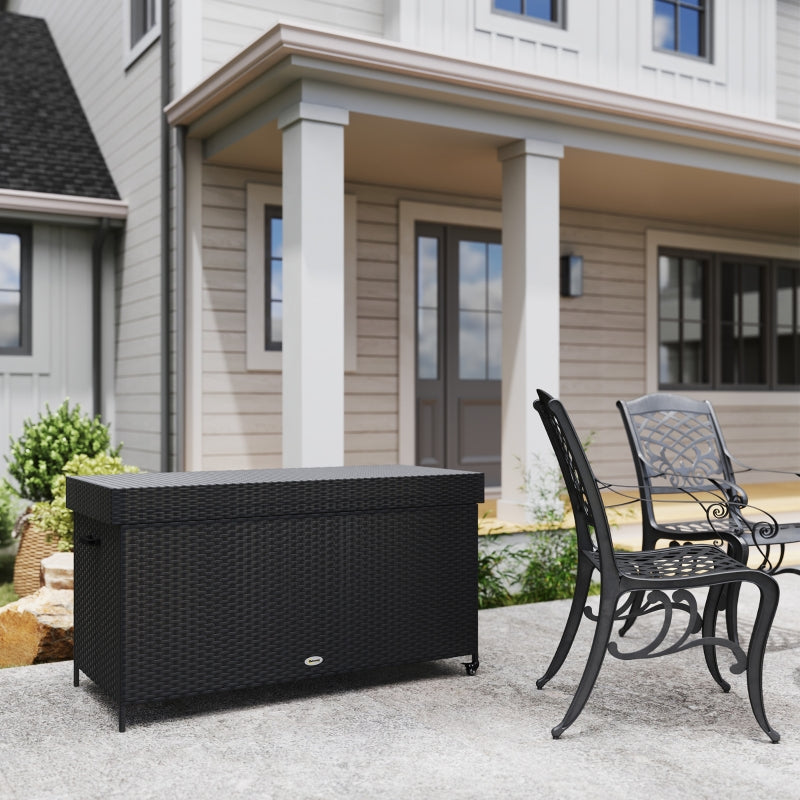 Black 627L Rattan Storage Box - Stylish Outdoor & Indoor Organizer for Home